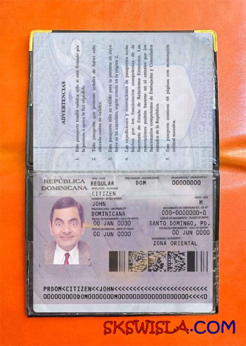 Dominikana paszport wersja 2 wygląd zdjęcia pliki PSD, skan i fotografowany obraz